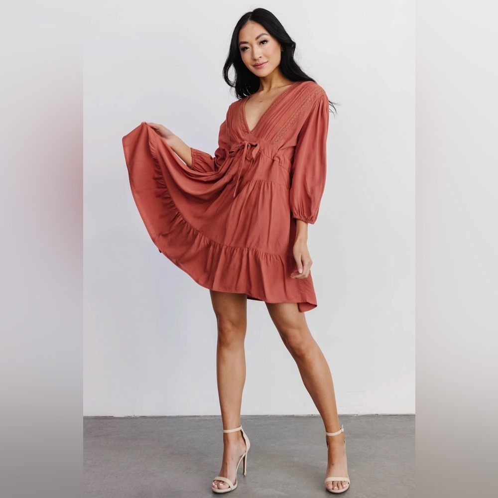 Baltic Born Amelia Boho Mini Dress - Rust